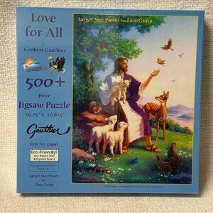 Suns Out 500+ Jigsaw Puzzle Jesus with Animals Corbert Gauthier Large Pieces NEW